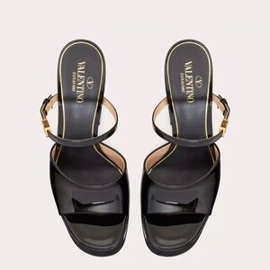 VALENTINO GARAVANI TAN-GO PLATFORM PATENT LEATHER SLIDE 155MM